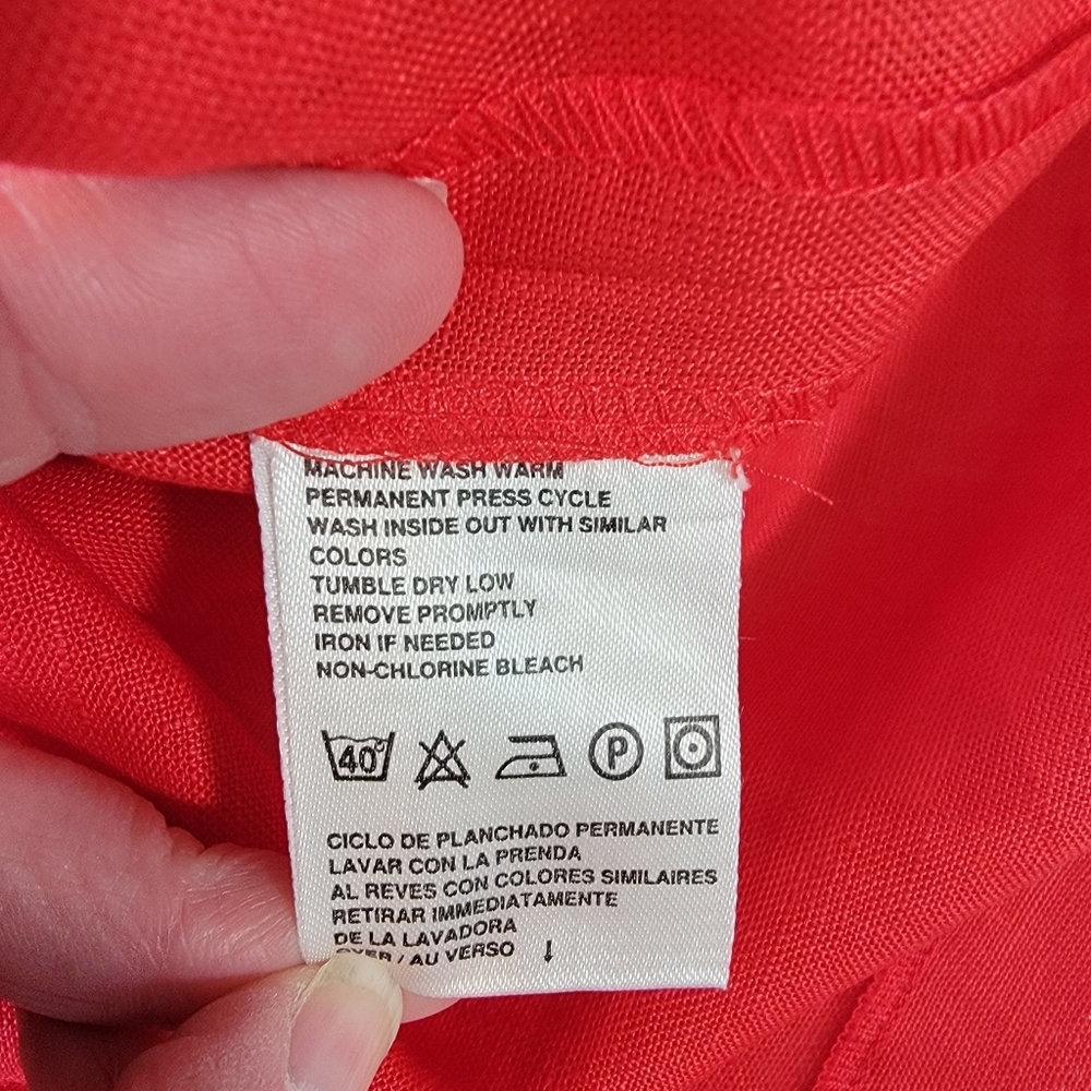 NWT Vintage Liz Claiborne 100% Linen Red Classic Tie Back Dress Size 10 - Picture 9 of 11